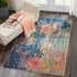 2' X 6' Blue And Yellow Abstract Power Loom Non Skid Area Rug